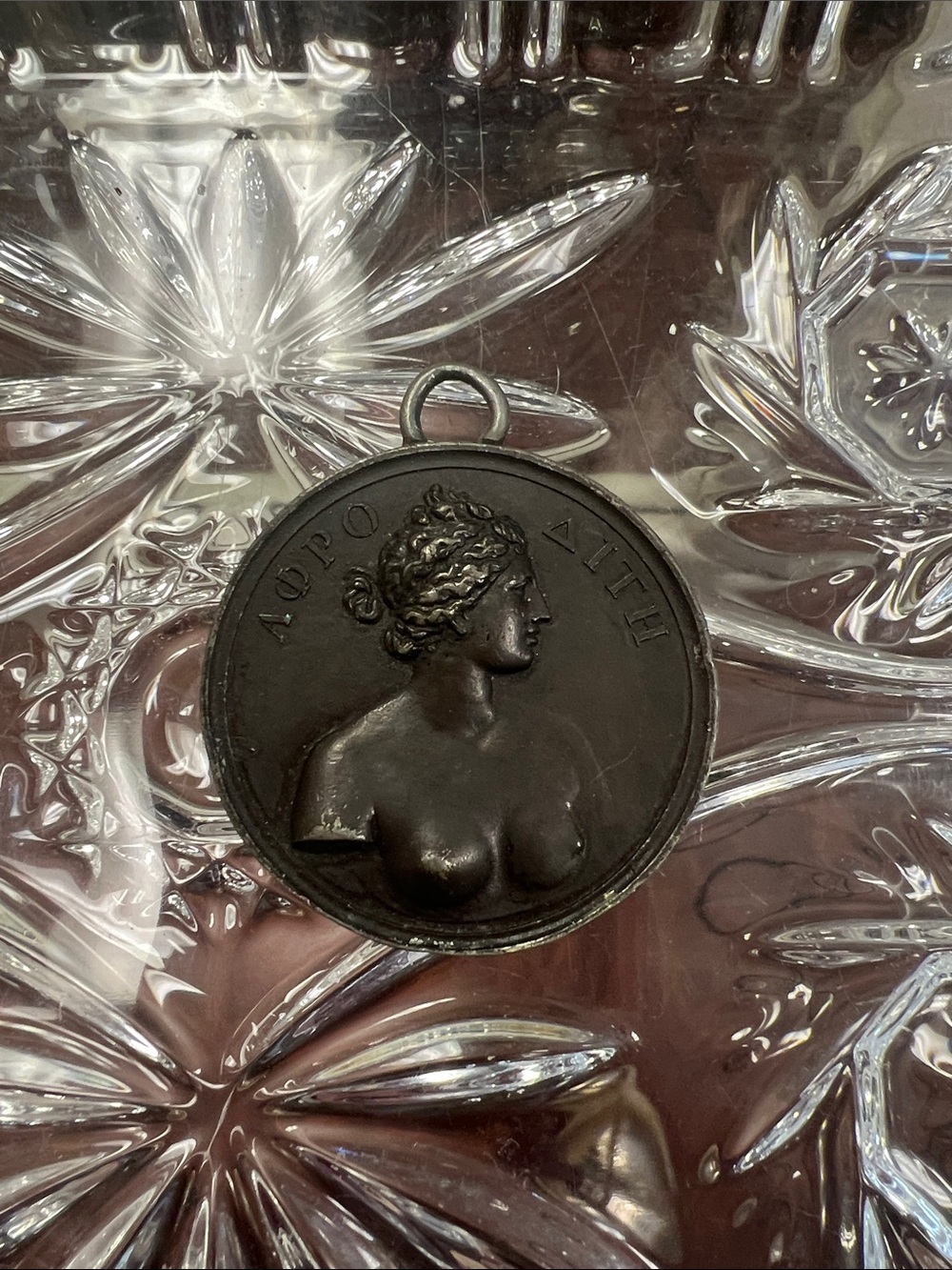 Antique-Style Bronze Medallion Pendant with Classical Bust